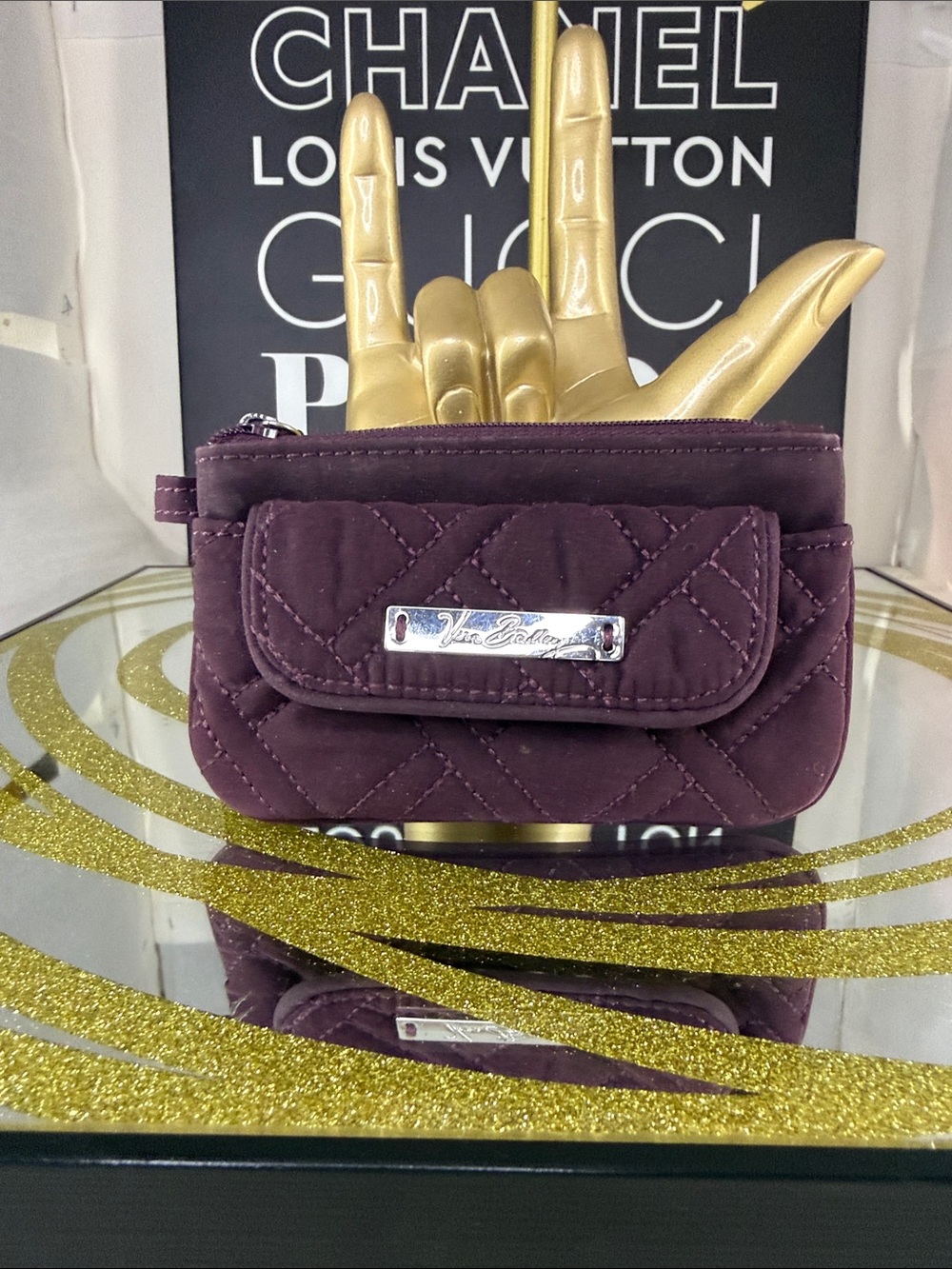 Vera Bradley Quilted Coin Purse Wristlet in Plum